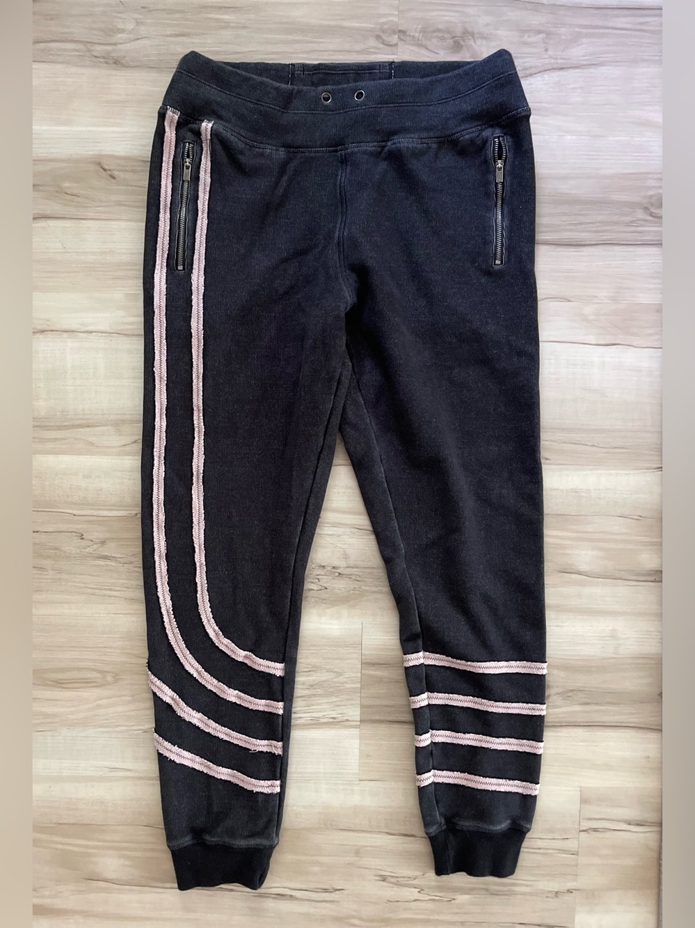 Women’s Black Jogger Pants with Pink Stripe Accent